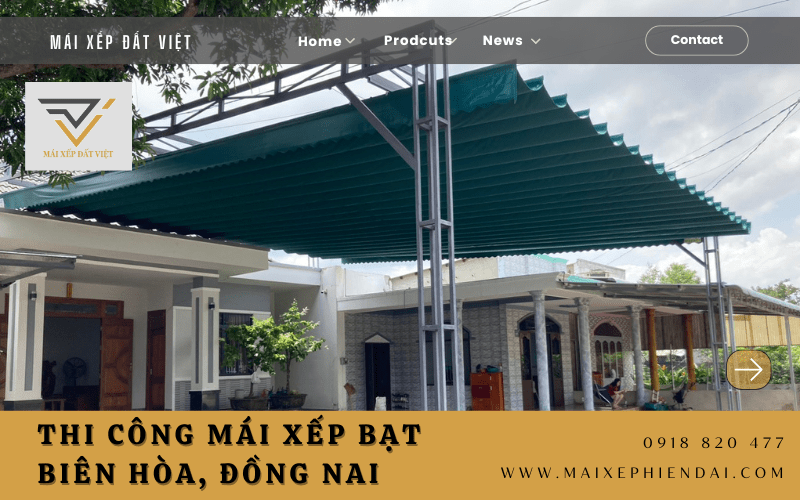 thi công mái xếp bạt