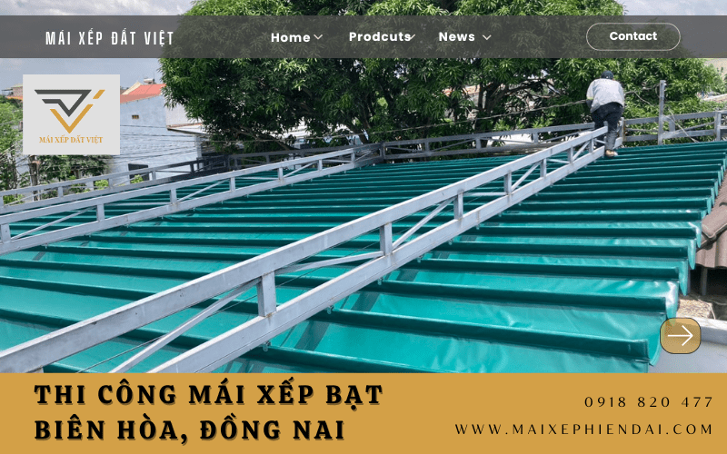 thi công mái xếp bạt