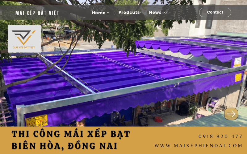 thi công mái xếp bạt