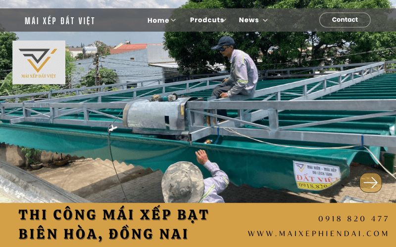 thi công mái xếp bạt