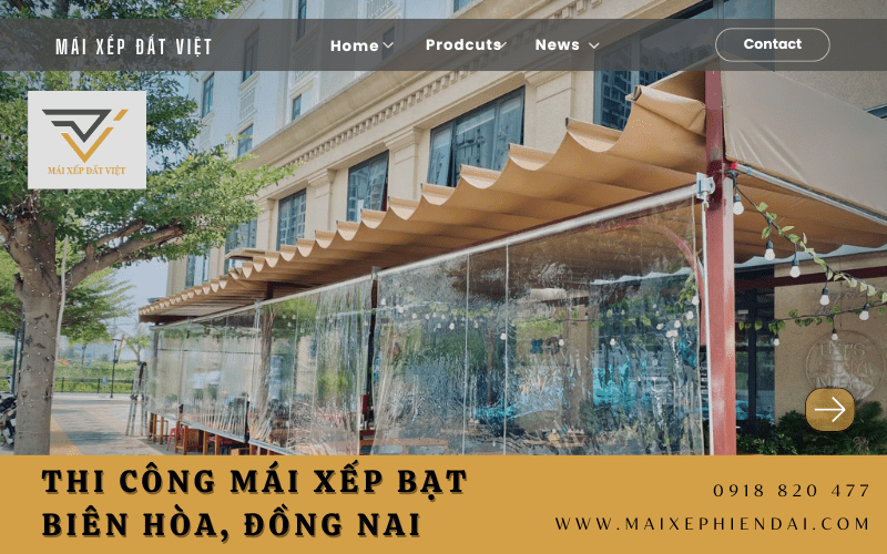 thi công mái xếp bạt