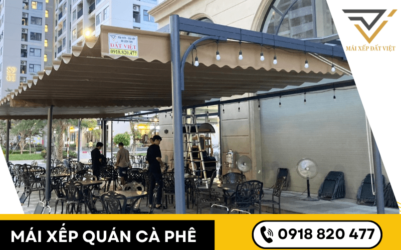 mái xếp quán cà phê 