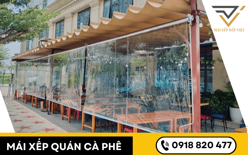 mái xếp quán cà phê 