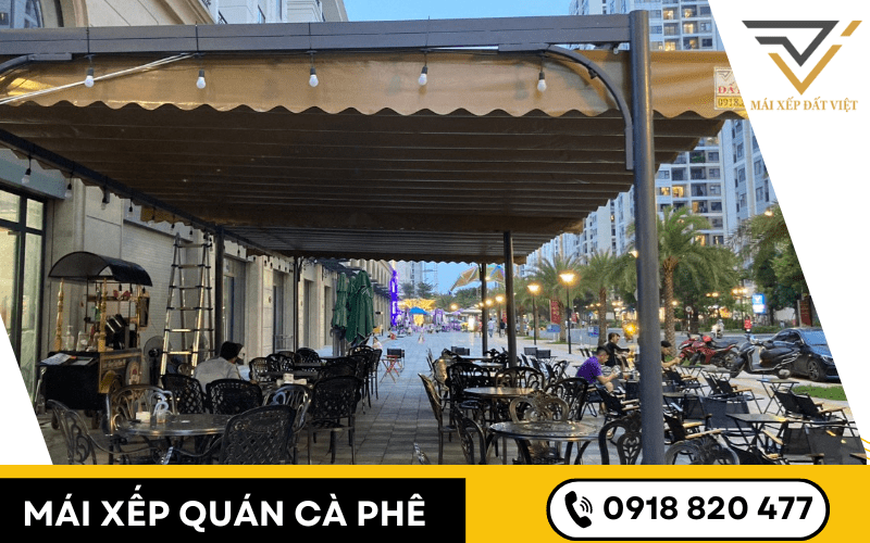 mái xếp quán cà phê 